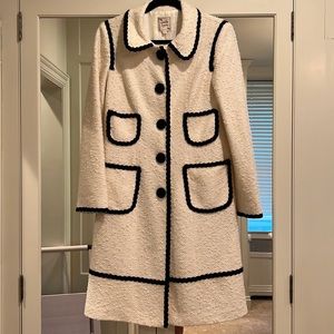 Nanette Lepore cream and black piped coat